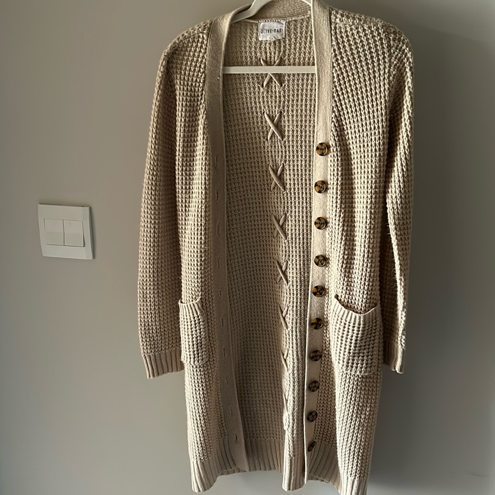 Long knit button down cardigan
